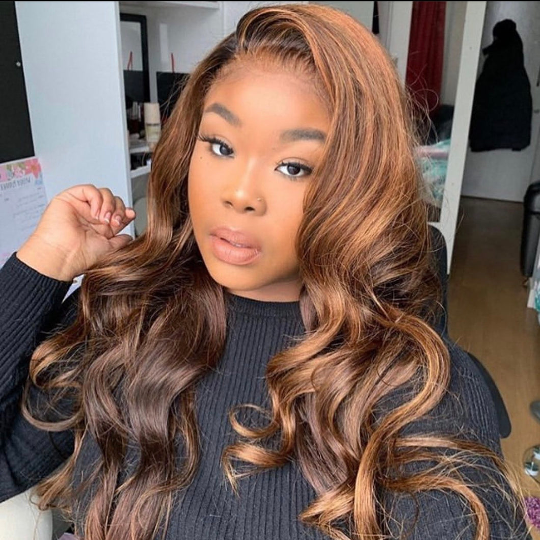 Lace frontal wigs cheveux malaisien  26p chololate customiser