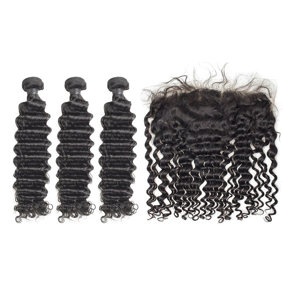 deep curly wave  12P AU 28P bundles with frontal brazilian hair weave bundles long virgin natural human hair extensions vendors